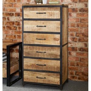 Clio Chest Of Drawers Tall In Reclaimed Wood And Metal Frame