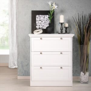 Country Chest Of Drawers In White With 3 Drawers