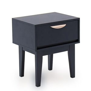 Luna Wooden Bedside Table In Blue With 1 Drawer