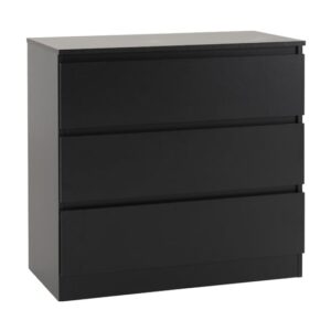 Mcgowan Wooden Chest Of Drawers In Black With 3 Drawers