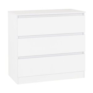Mcgowan Wooden Chest Of Drawers In White With 3 Drawers