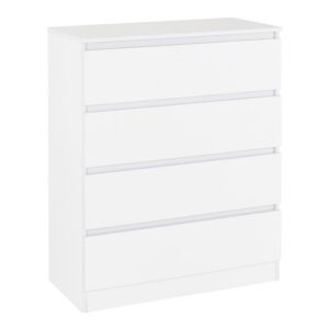Mcgowan Wooden Chest Of Drawers In White With 4 Drawers