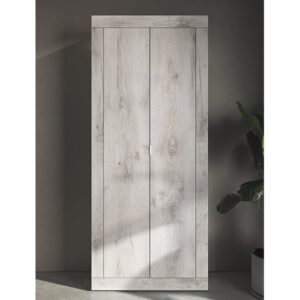 Taylor Wooden Wardrobe With 2 Doors In White Oak Pinie