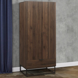 Huston Wooden Wardrobe With 2 Doors And 1 Drawer In Walnut