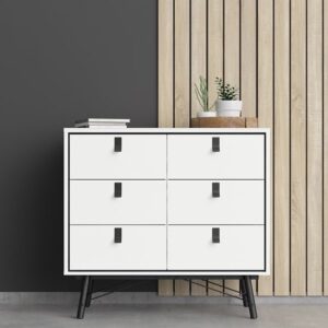Rynok Wooden Chest Of Drawers In Matt White With 6 Drawers
