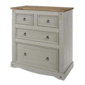 Consett Chest Of Drawers In Grey Washed Wax With Four Drawers