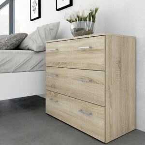Scalia Wooden Chest Of Drawers In Oak With 3 Drawers