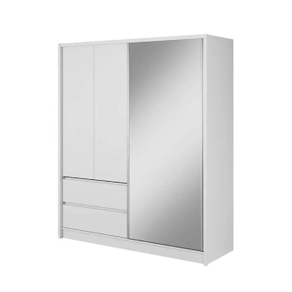 Sedona 184cm Woooden Wardrobe With 2 Sliding Doors In Matt White