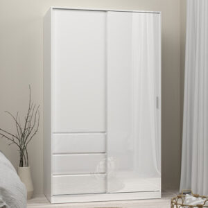 Nakou High Gloss Wardrobe With 1 Sliding Door In White