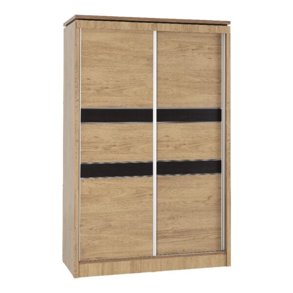 Crieff Wooden Wardrobe With 2 Sliding Doors In Oak And Walnut