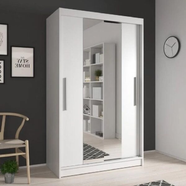 Nichols Wooden Wardrobe With 2 Sliding Doors In White
