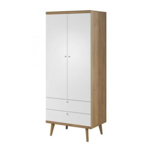 Pasco Wooden Wardrobe With 2 Doors In Matt White And Oak